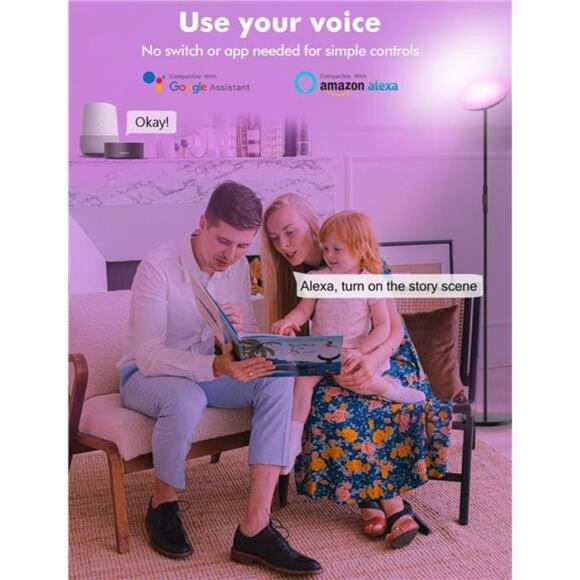 YHW Smart RGB LED Floor Lamp Works with Alexa Google Home, WiFi Remote Modern - Picture 2 of 7